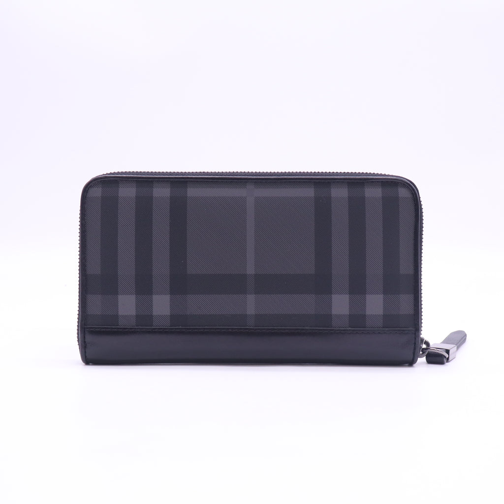 Burberry Charcoal London Check Zip Around Wallet W23387