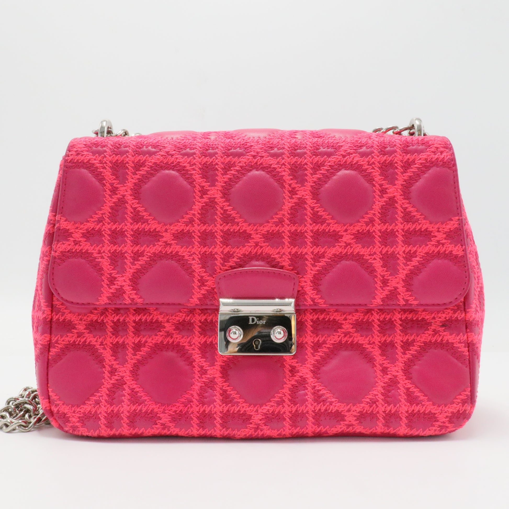 Miss Dior Small Embroidered Pink Leather