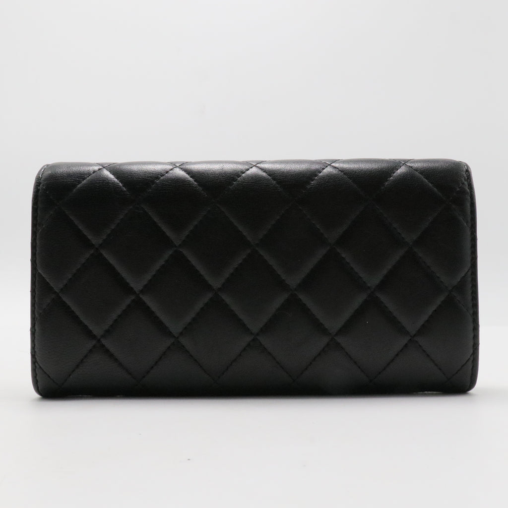 Lambskin Quilted Large Gusset Flap Wallet