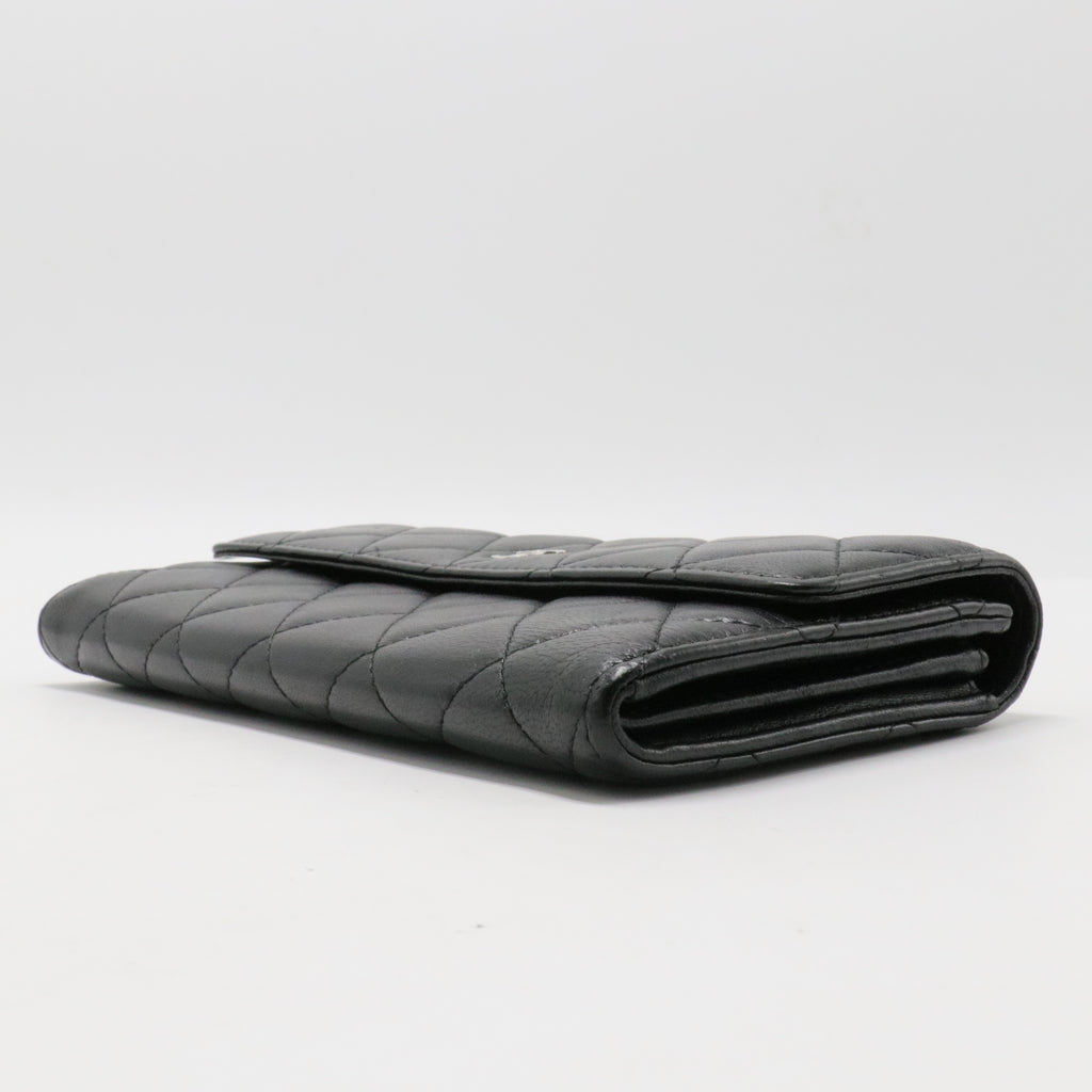 Lambskin Quilted Large Gusset Flap Wallet