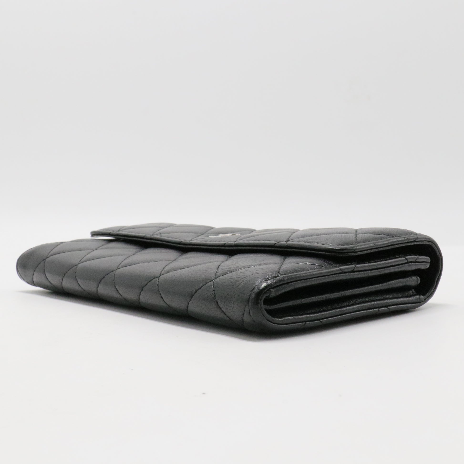 Lambskin Quilted Large Gusset Flap Wallet
