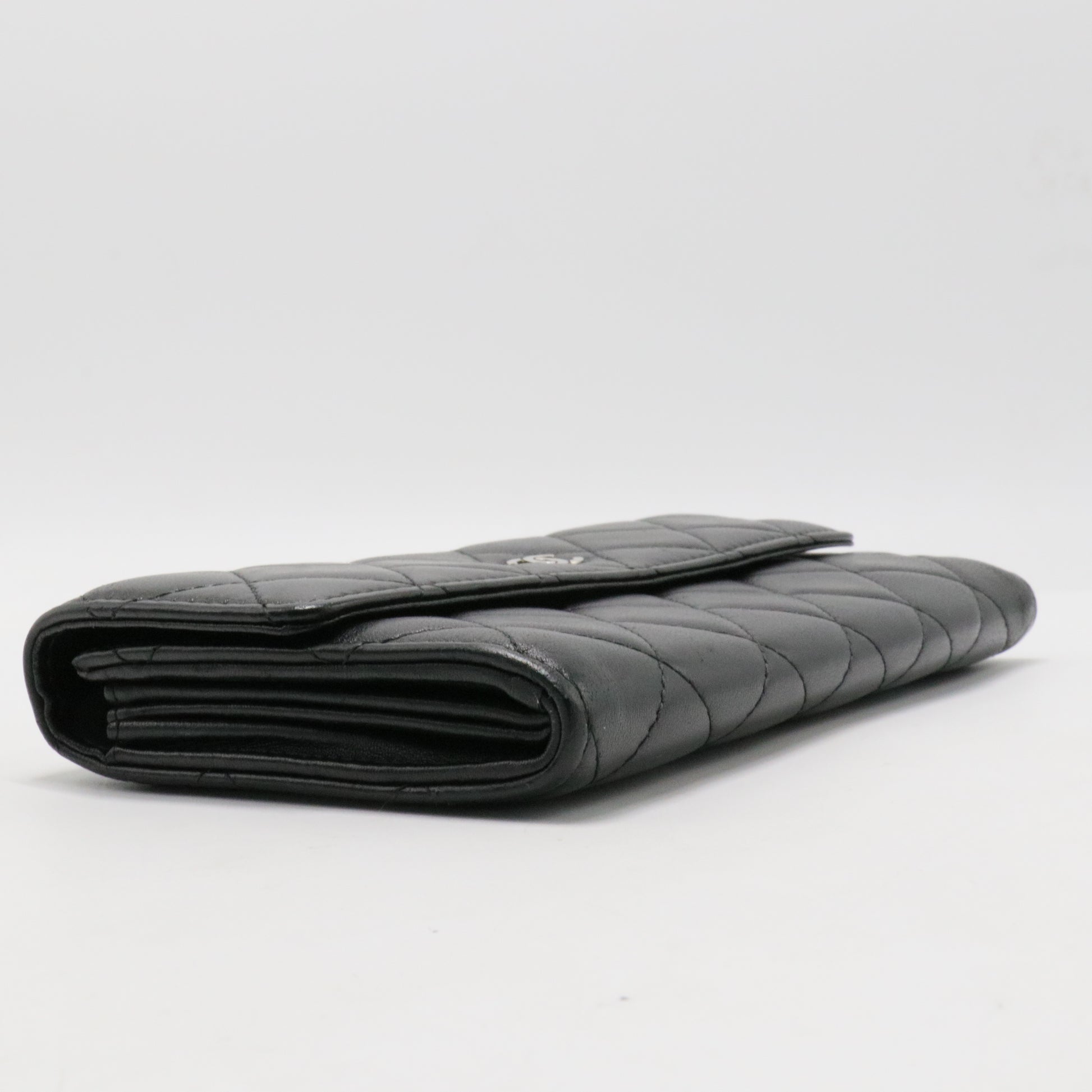 Lambskin Quilted Large Gusset Flap Wallet