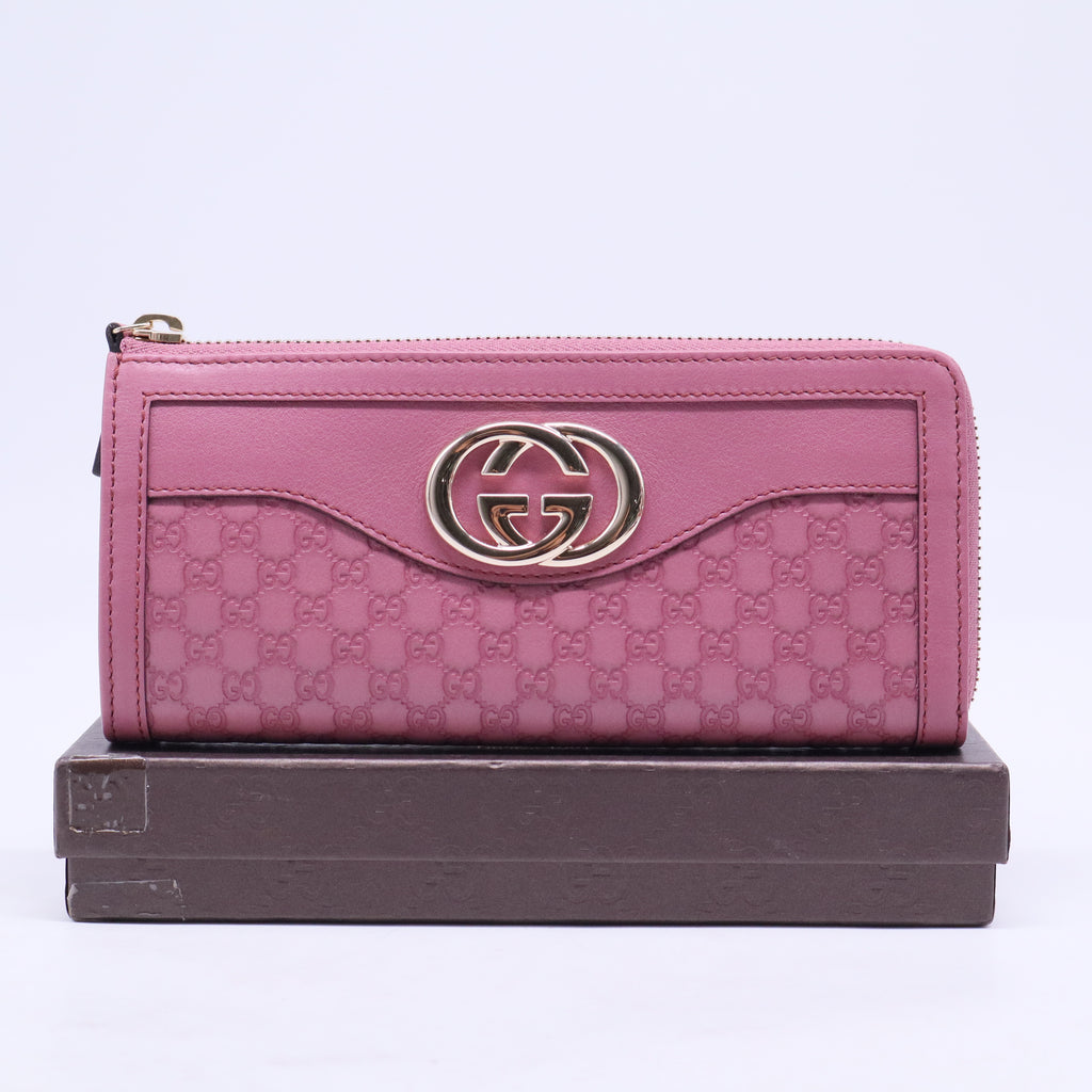 Pink Microguccissima Sukey Zip Around Wallet W20498
