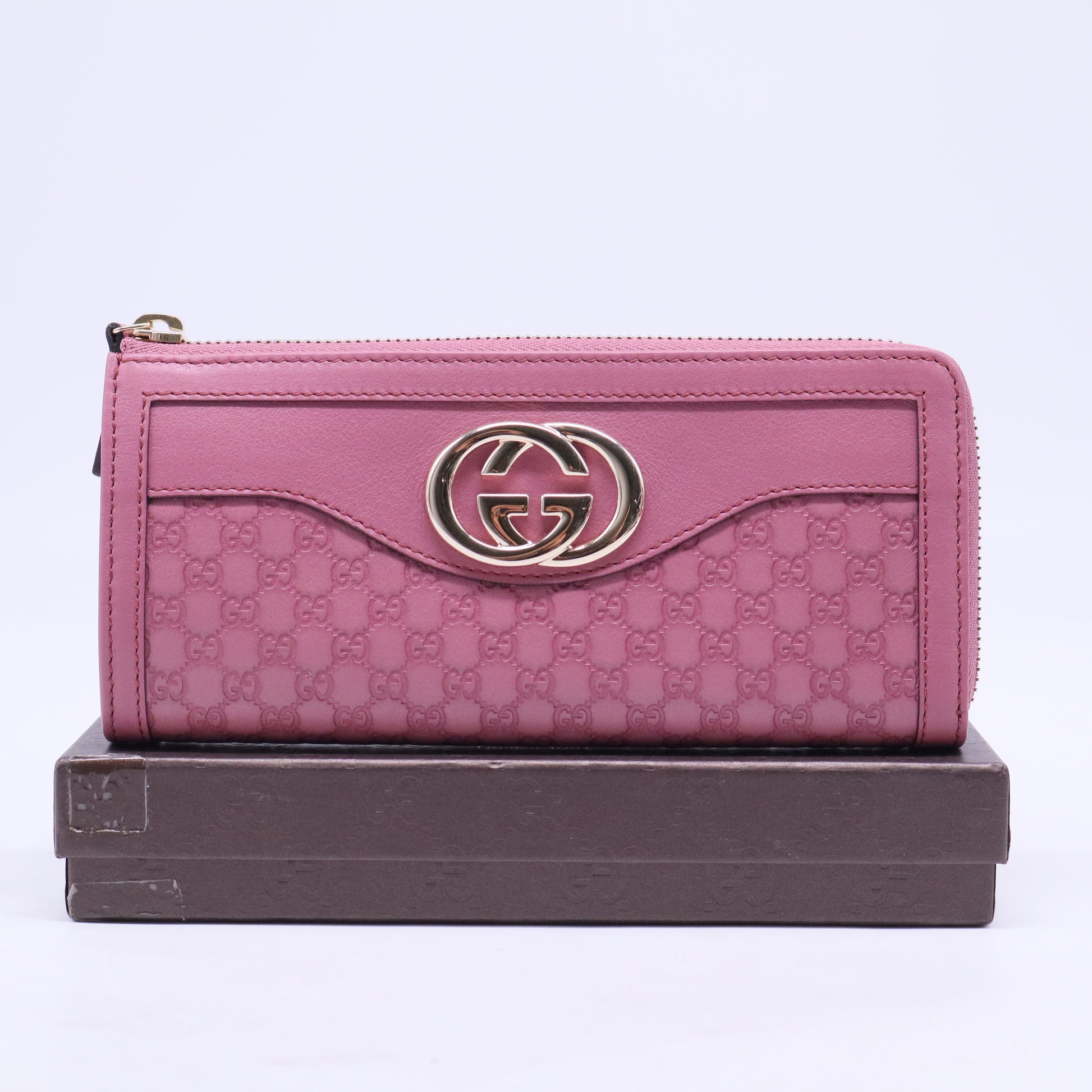 Pink Microguccissima Sukey Zip Around Wallet W20498