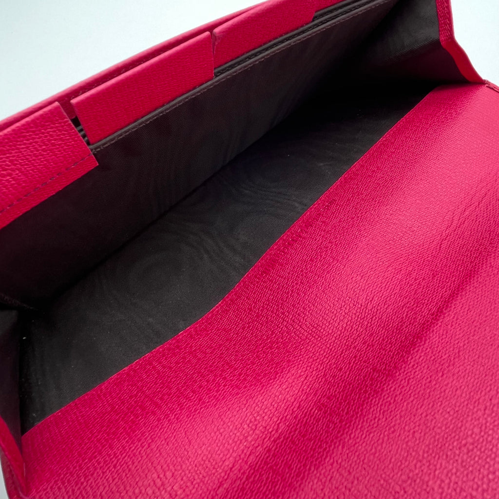 Calfskin Classic Y Ligne Clutch Fuchsia twins