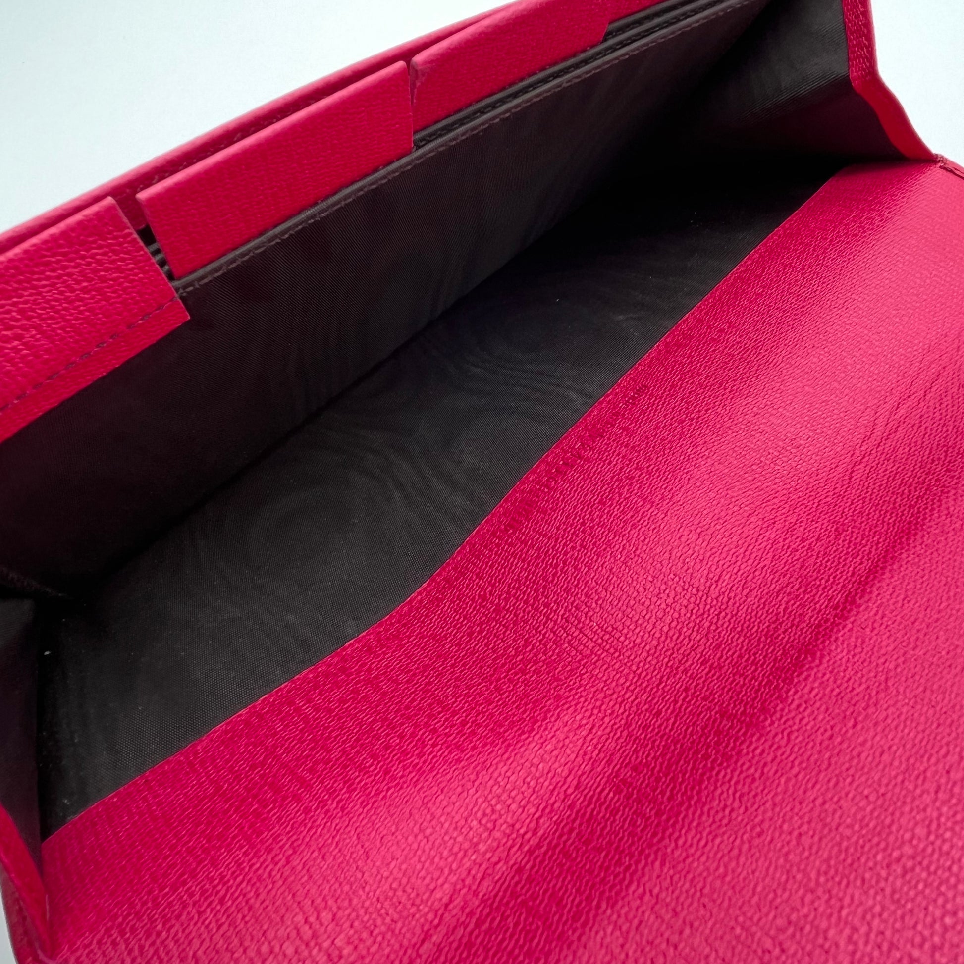 Calfskin Classic Y Ligne Clutch Fuchsia twins