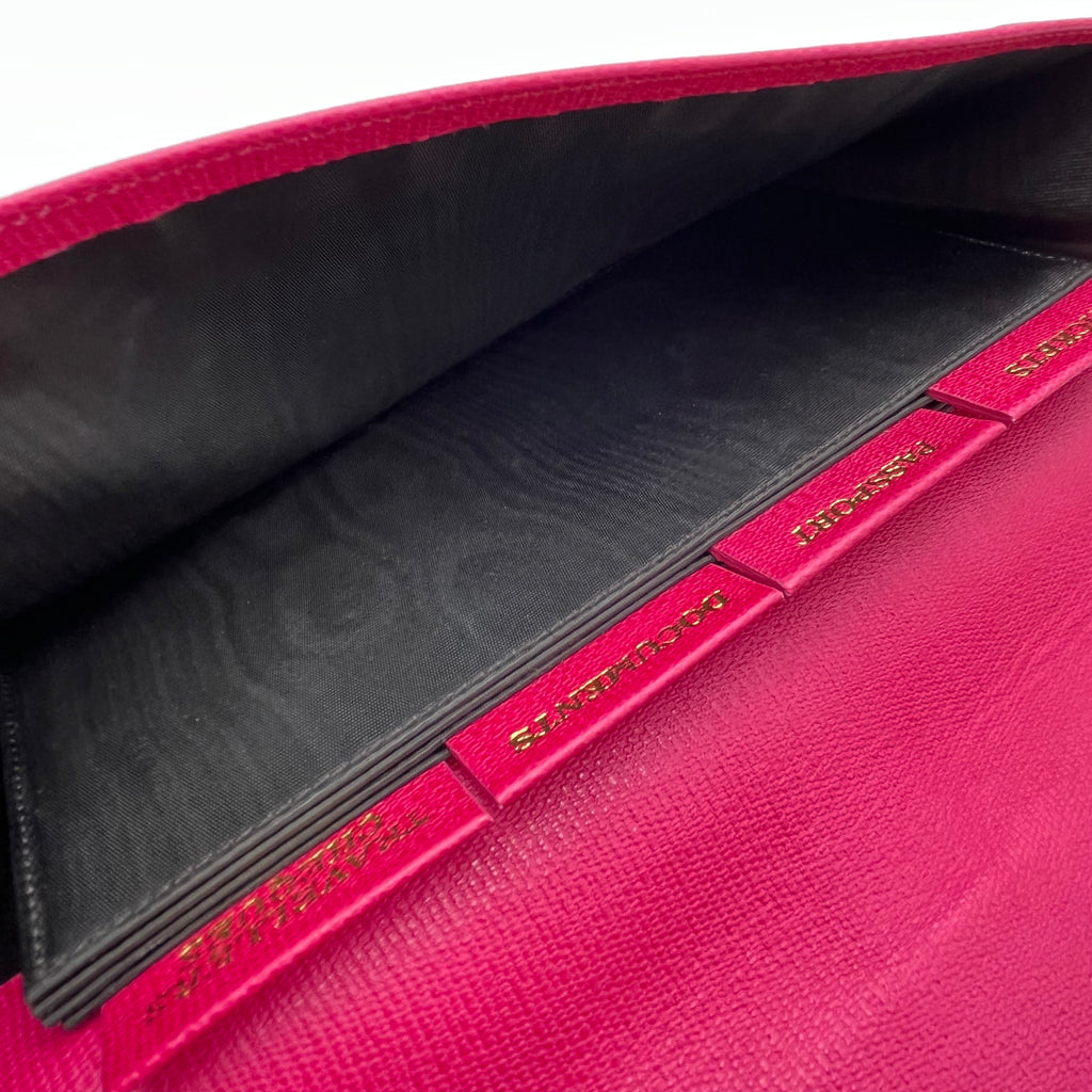 Calfskin Classic Y Ligne Clutch Fuchsia twins