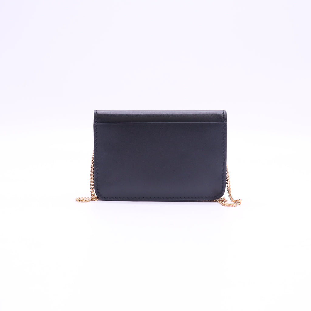 Leather Mini Jody Chain Card Case Black W23412