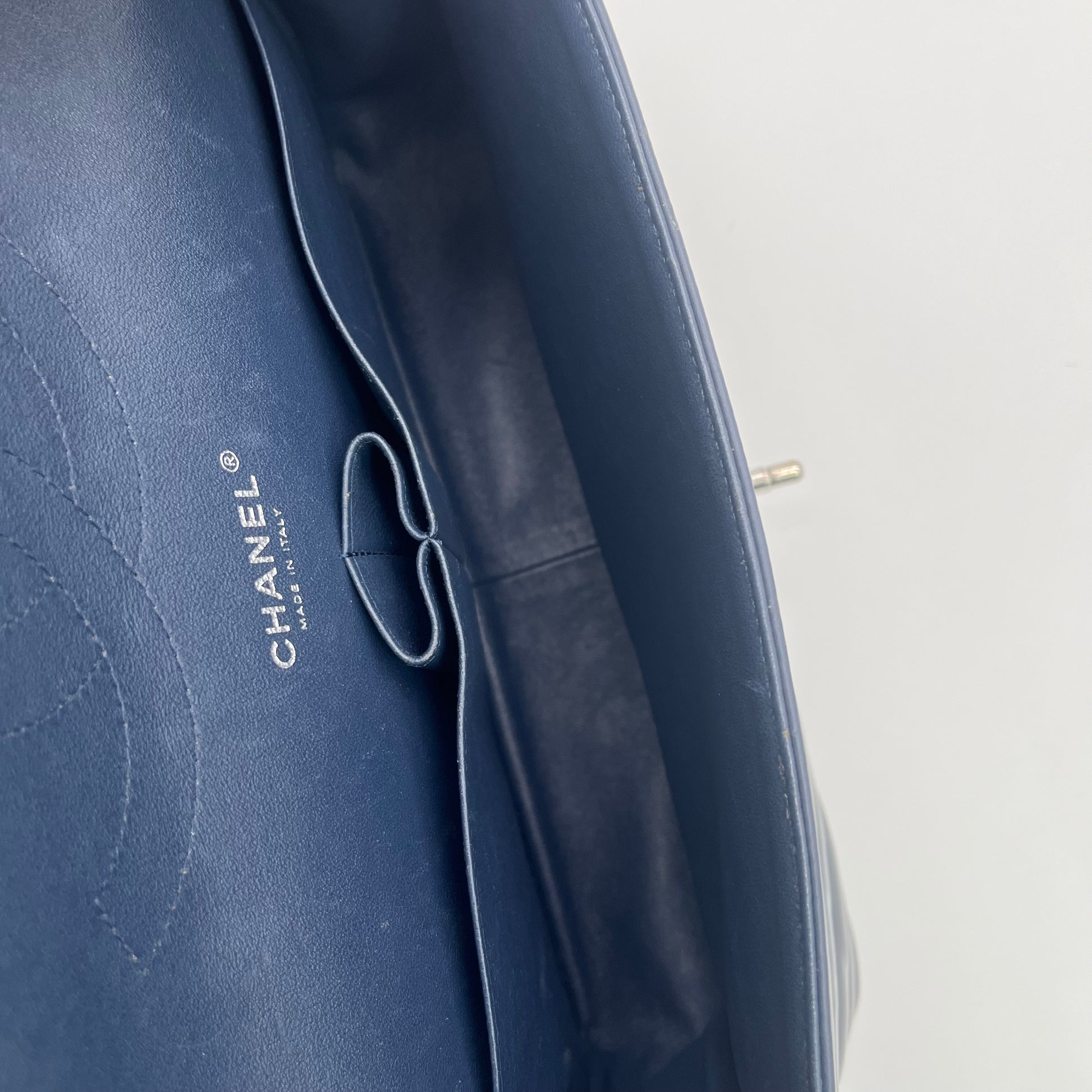 Patent Chevron Quilted Rectangular Flap Navy Blue twins