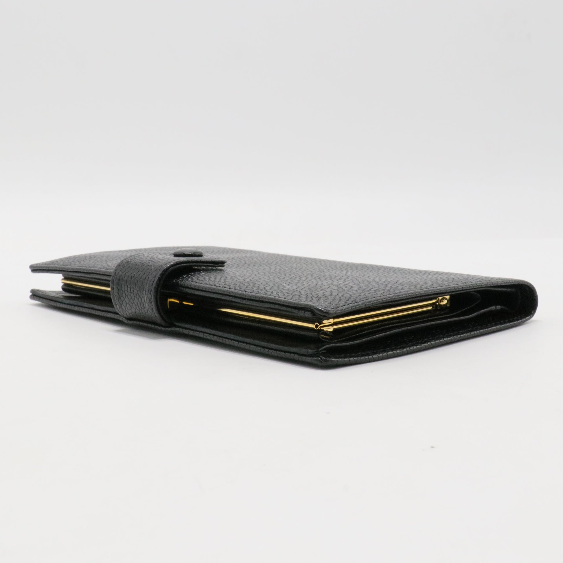 Long Wallet Caviar Skin Black CC Auth