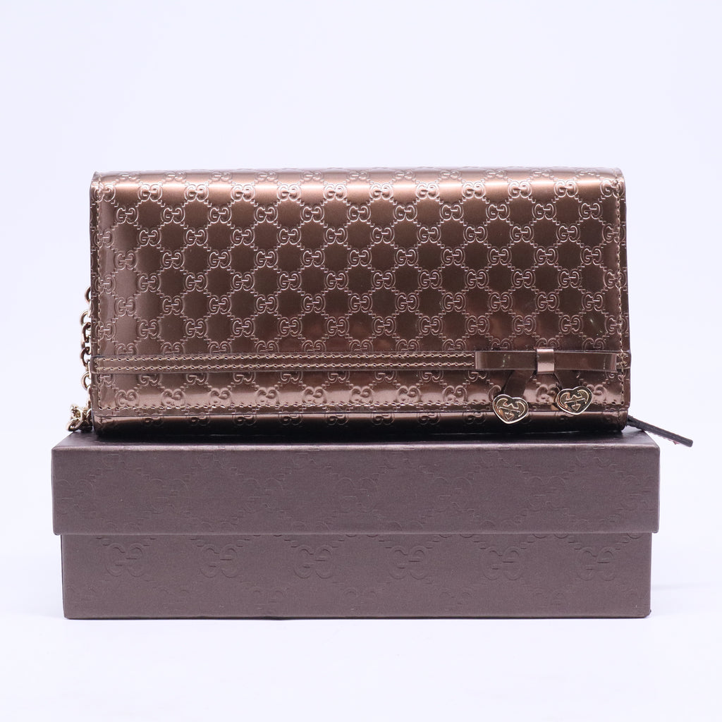 Bow Heart Continental Wallet Microguccissima Patent Long