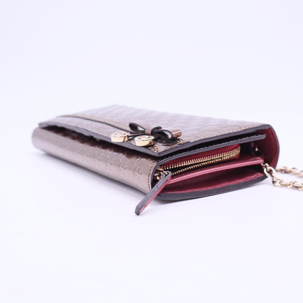 Bow Heart Continental Wallet Microguccissima Patent Long