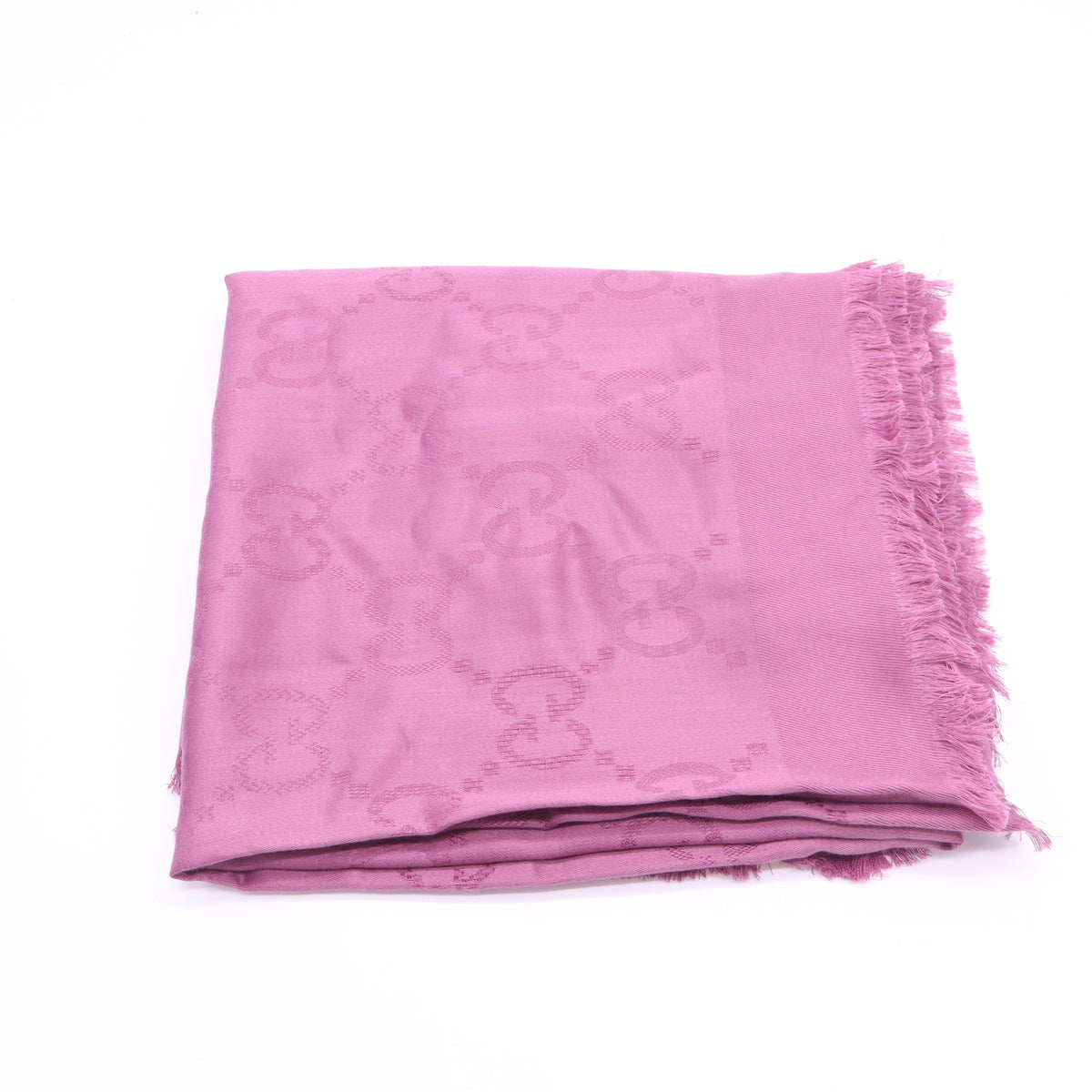 Wool Silk Lurex GG Monogram Bright G Fringe Scarf W23375