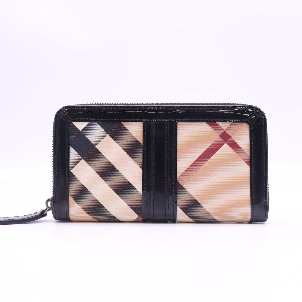 Burberry Nova Check Large Ziggy Zip Around Wallet W23304
