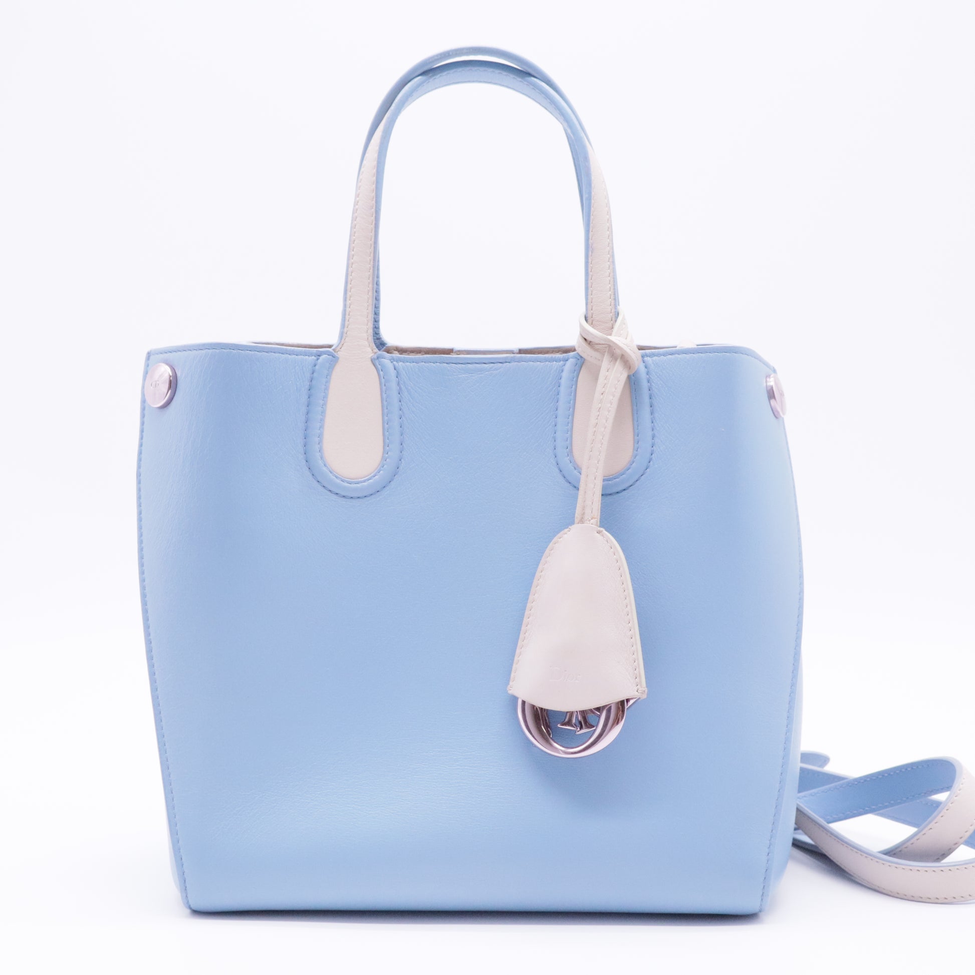 Calfskin Large Addict Shopping Tote Light Blue Beige