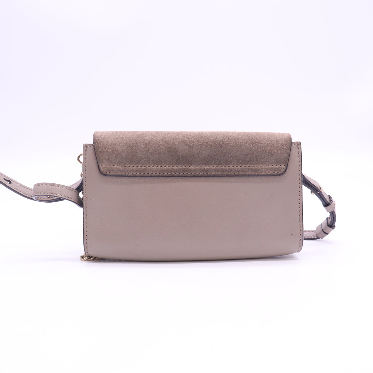 Suede Calfskin Small Faye Shoulder Bag Motty Grey B24481