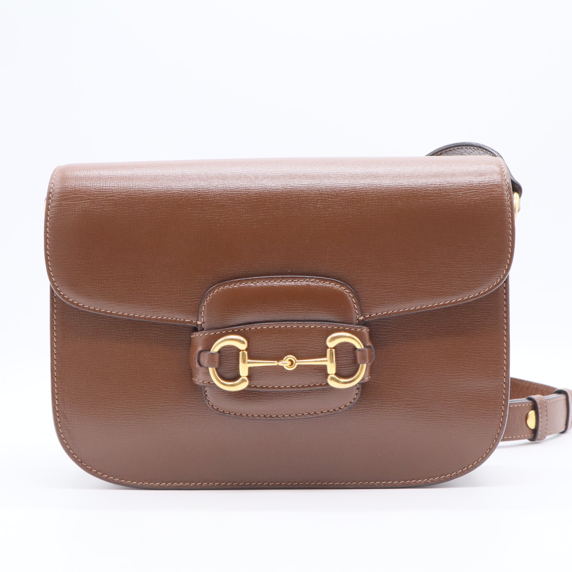 Azalea Calfskin Horsebit 1955 Shoulder Bag Brown Sugar twins