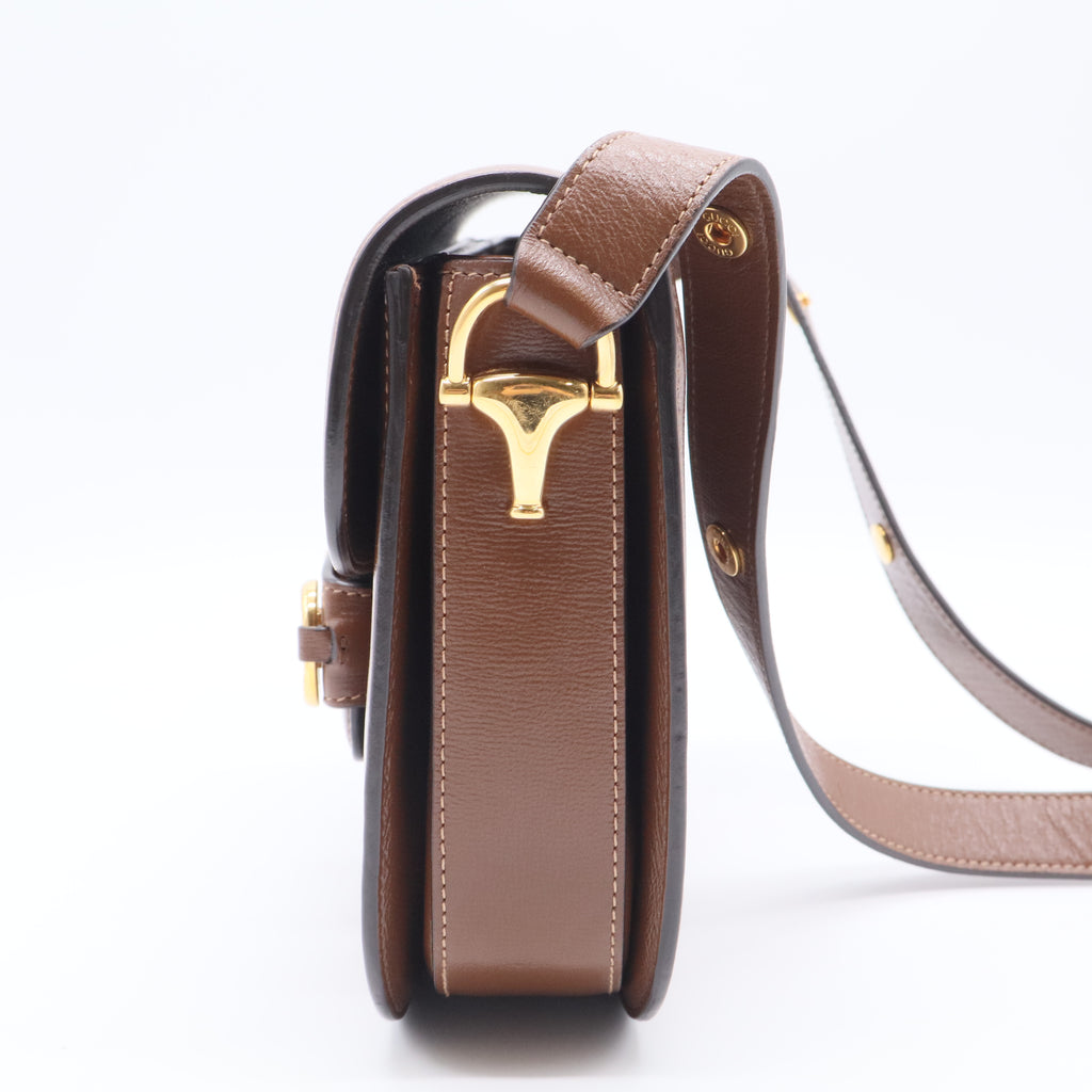 Azalea Calfskin Horsebit 1955 Shoulder Bag Brown Sugar twins