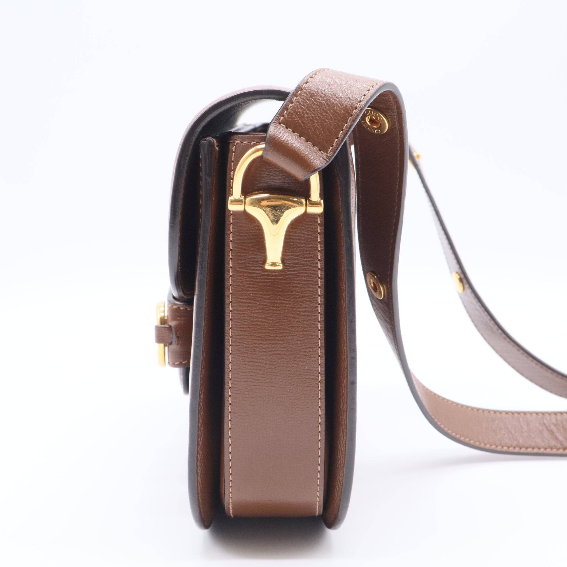 Azalea Calfskin Horsebit 1955 Shoulder Bag Brown Sugar twins