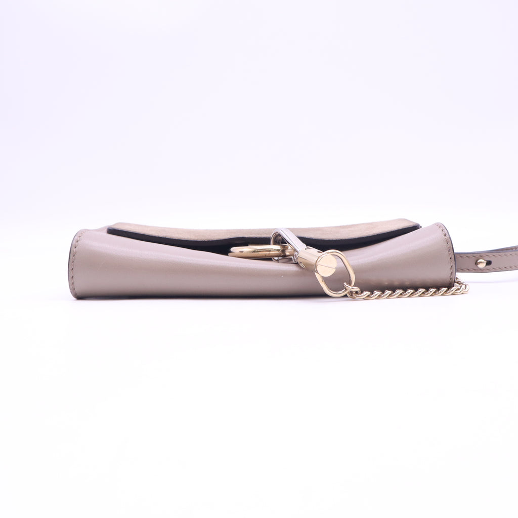 Suede Calfskin Small Faye Shoulder Bag Motty Grey B24481