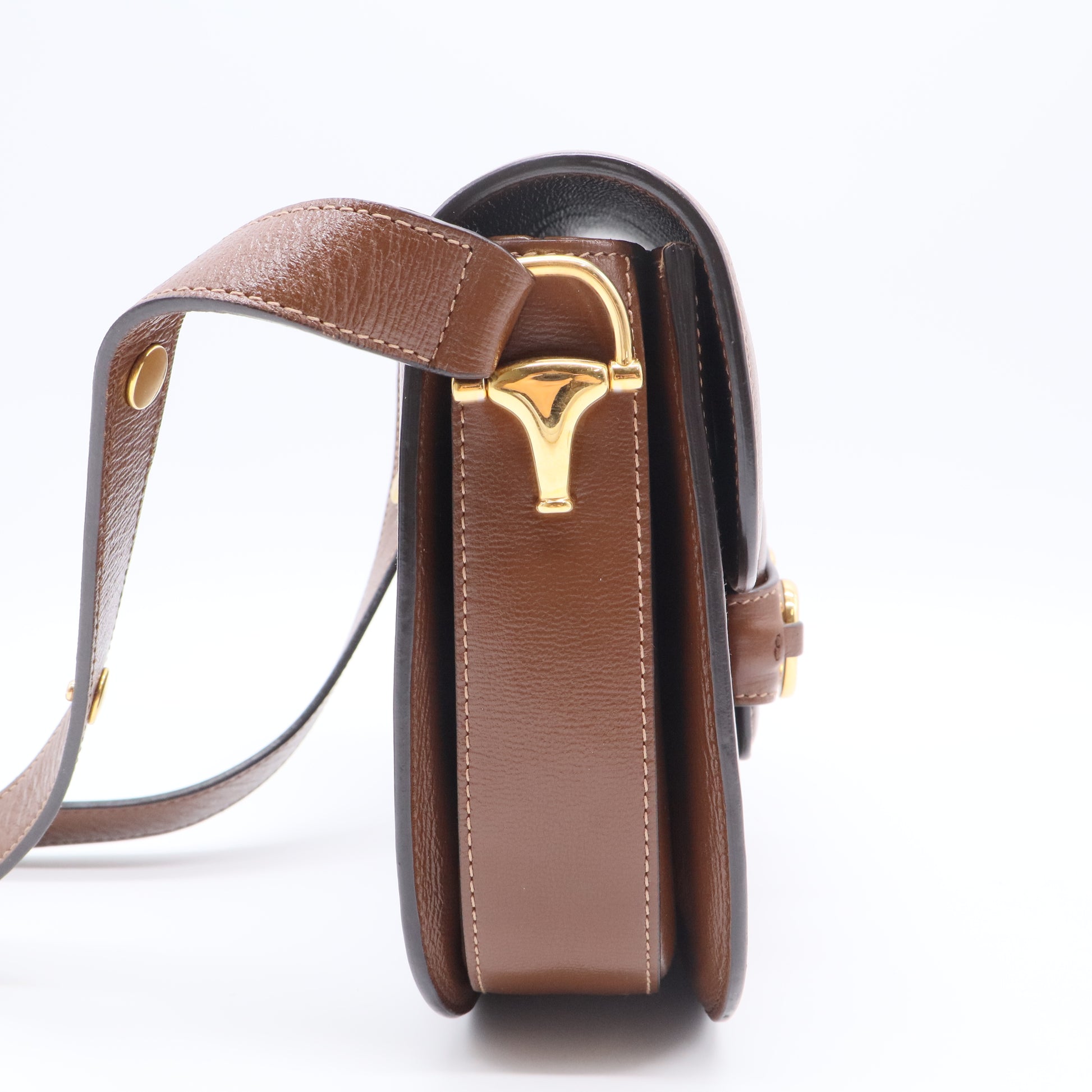 Azalea Calfskin Horsebit 1955 Shoulder Bag Brown Sugar twins