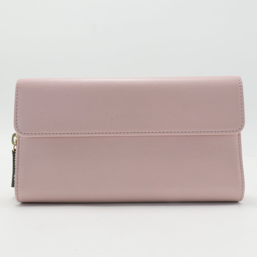 Pink Leather Long Wallet