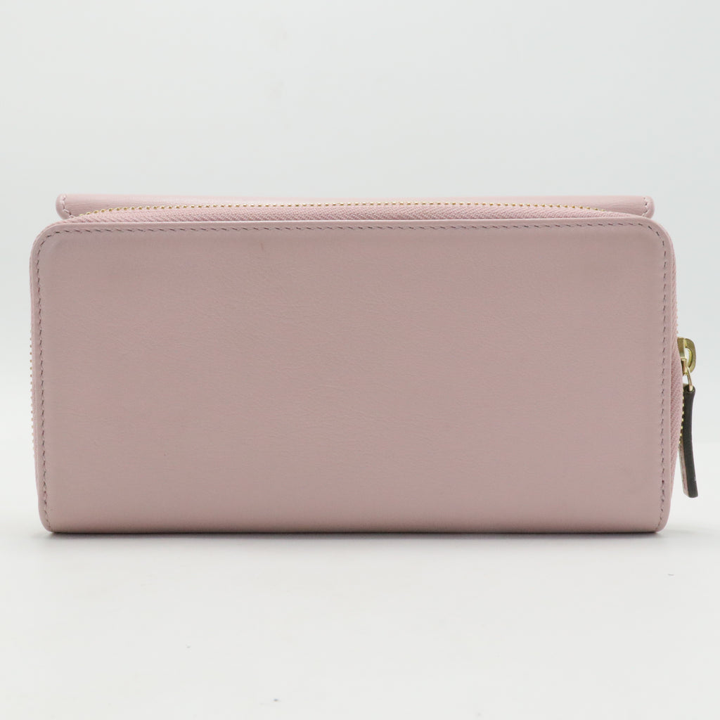 Pink Leather Long Wallet