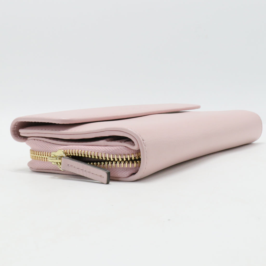 Pink Leather Long Wallet