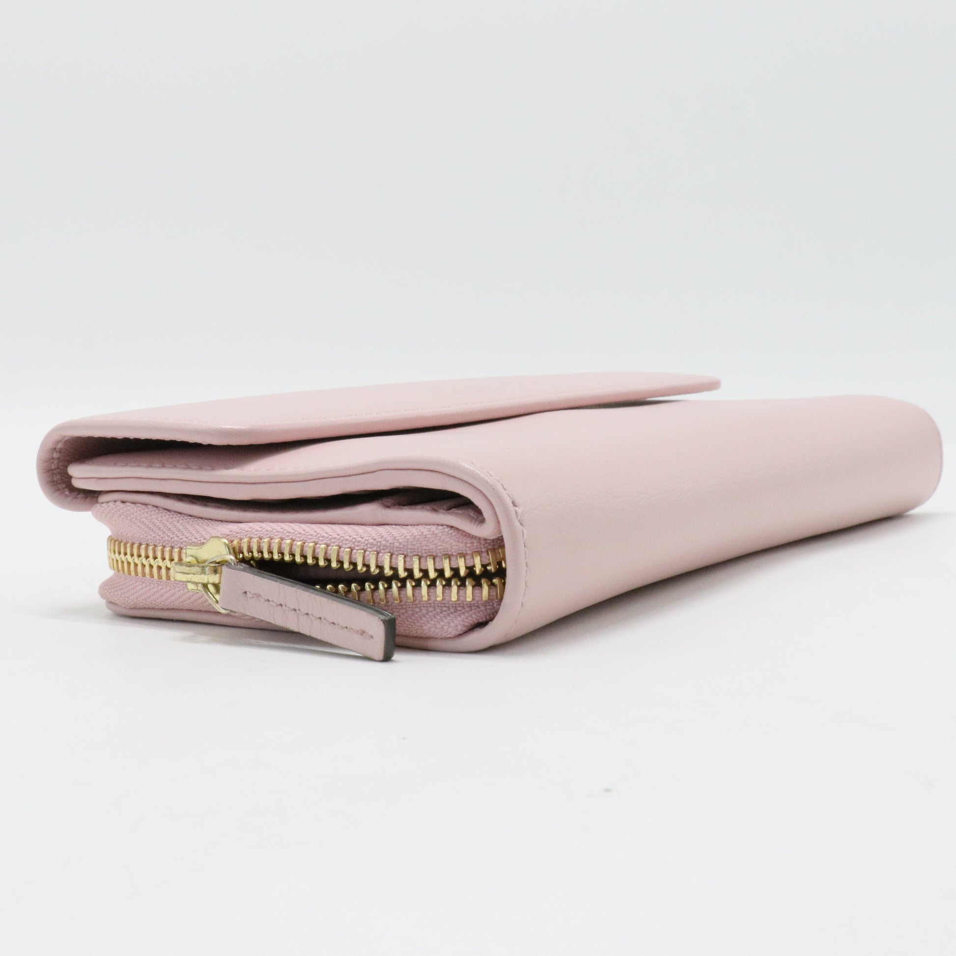 Pink Leather Long Wallet