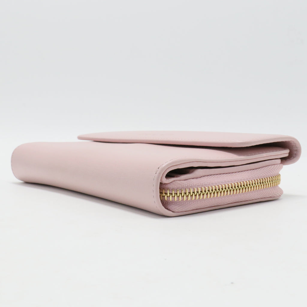 Pink Leather Long Wallet