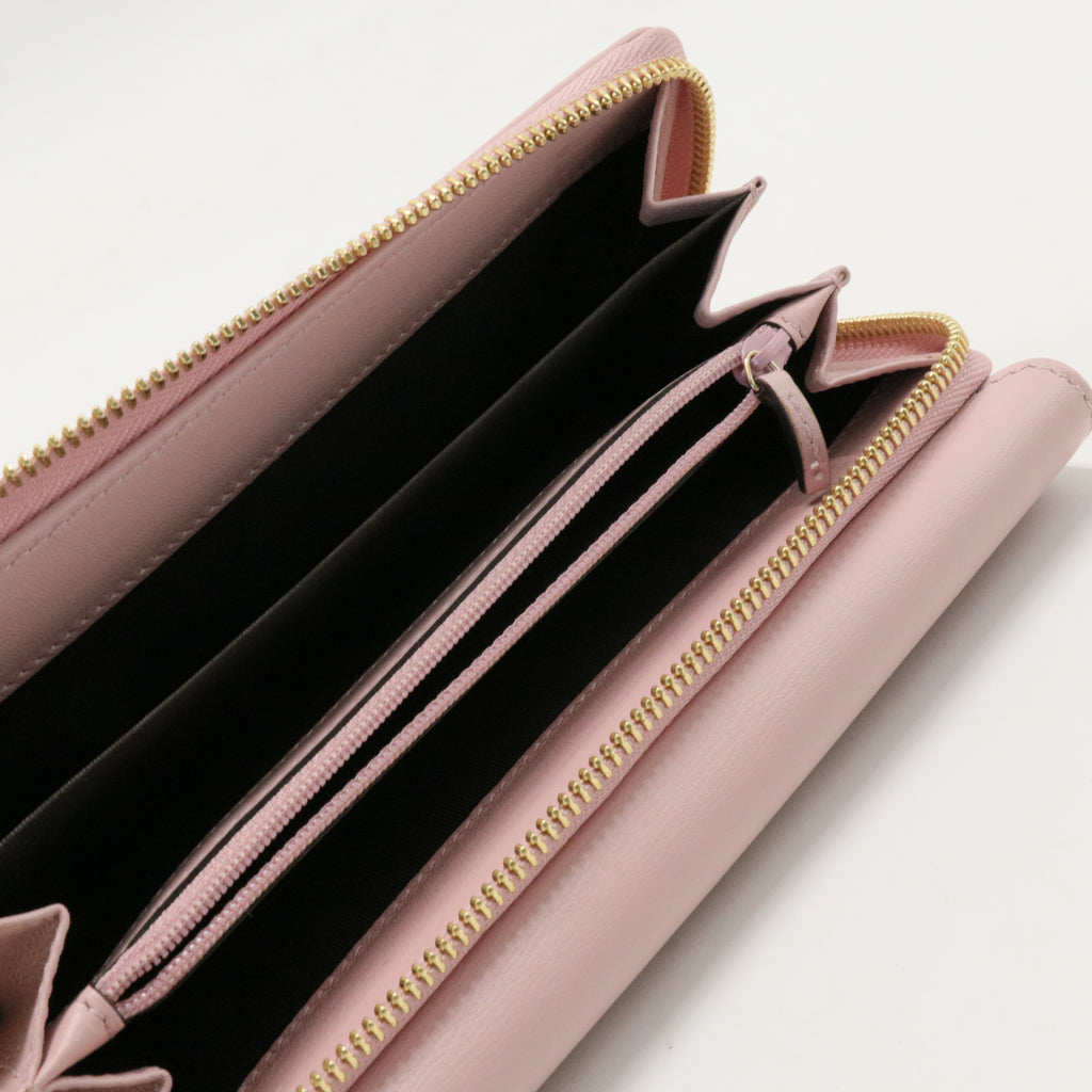 Pink Leather Long Wallet