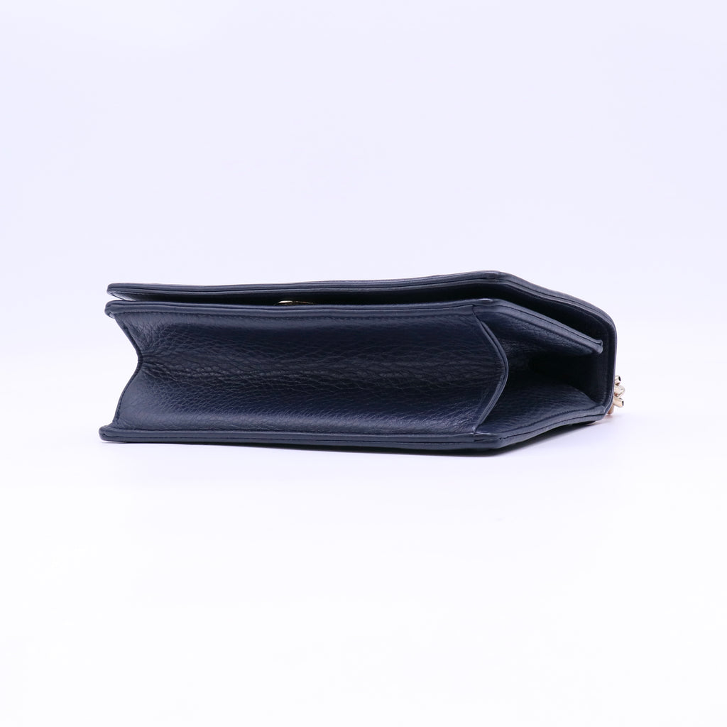 Christian Dior Grained Calfskin Diorama Wallet on Chain Pouch Blue twins LDJ4672