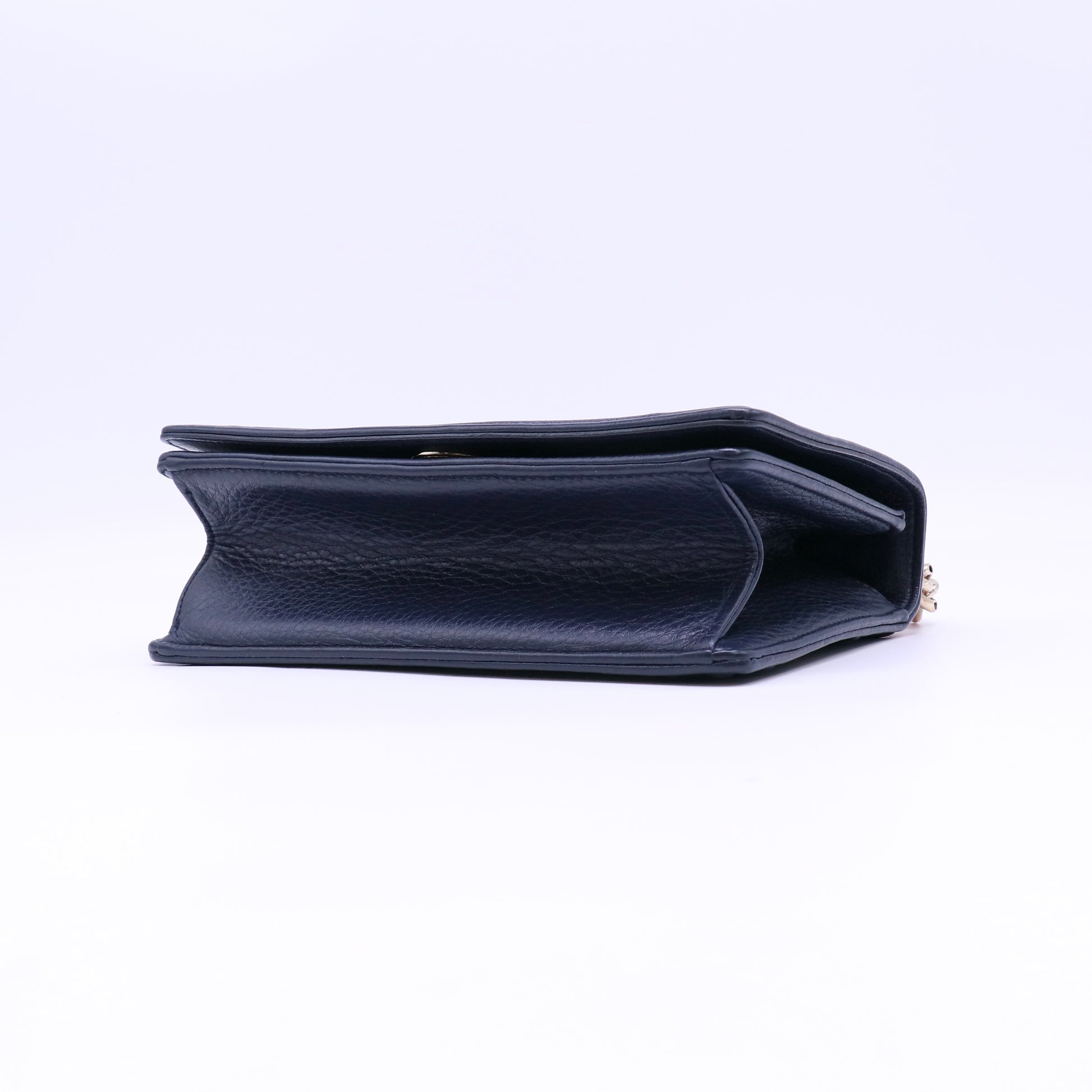 Christian Dior Grained Calfskin Diorama Wallet on Chain Pouch Blue twins LDJ4672