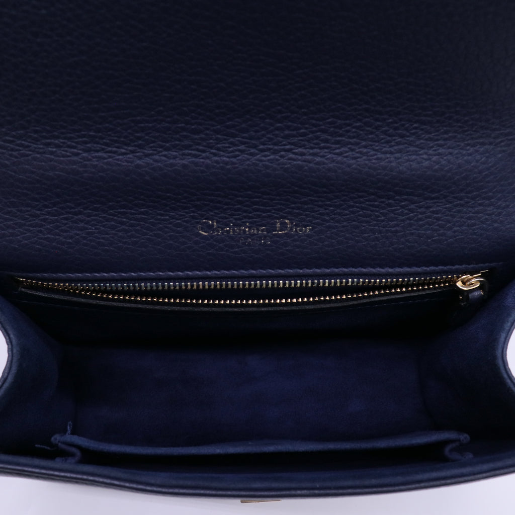 Christian Dior Grained Calfskin Diorama Wallet on Chain Pouch Blue twins LDJ4672