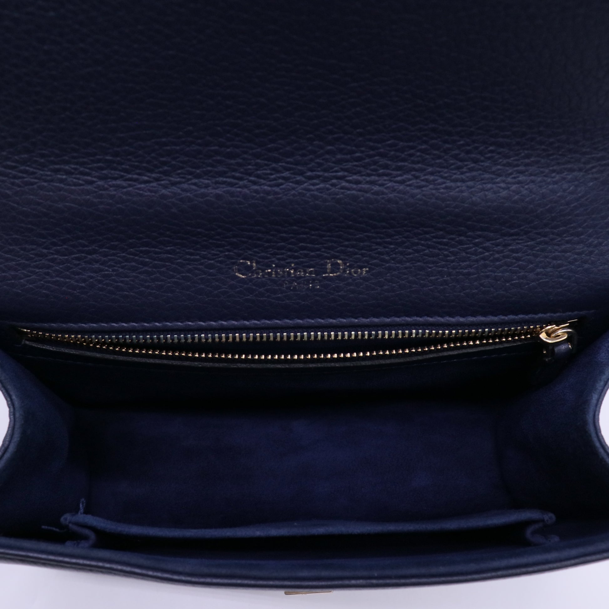 Christian Dior Grained Calfskin Diorama Wallet on Chain Pouch Blue twins LDJ4672