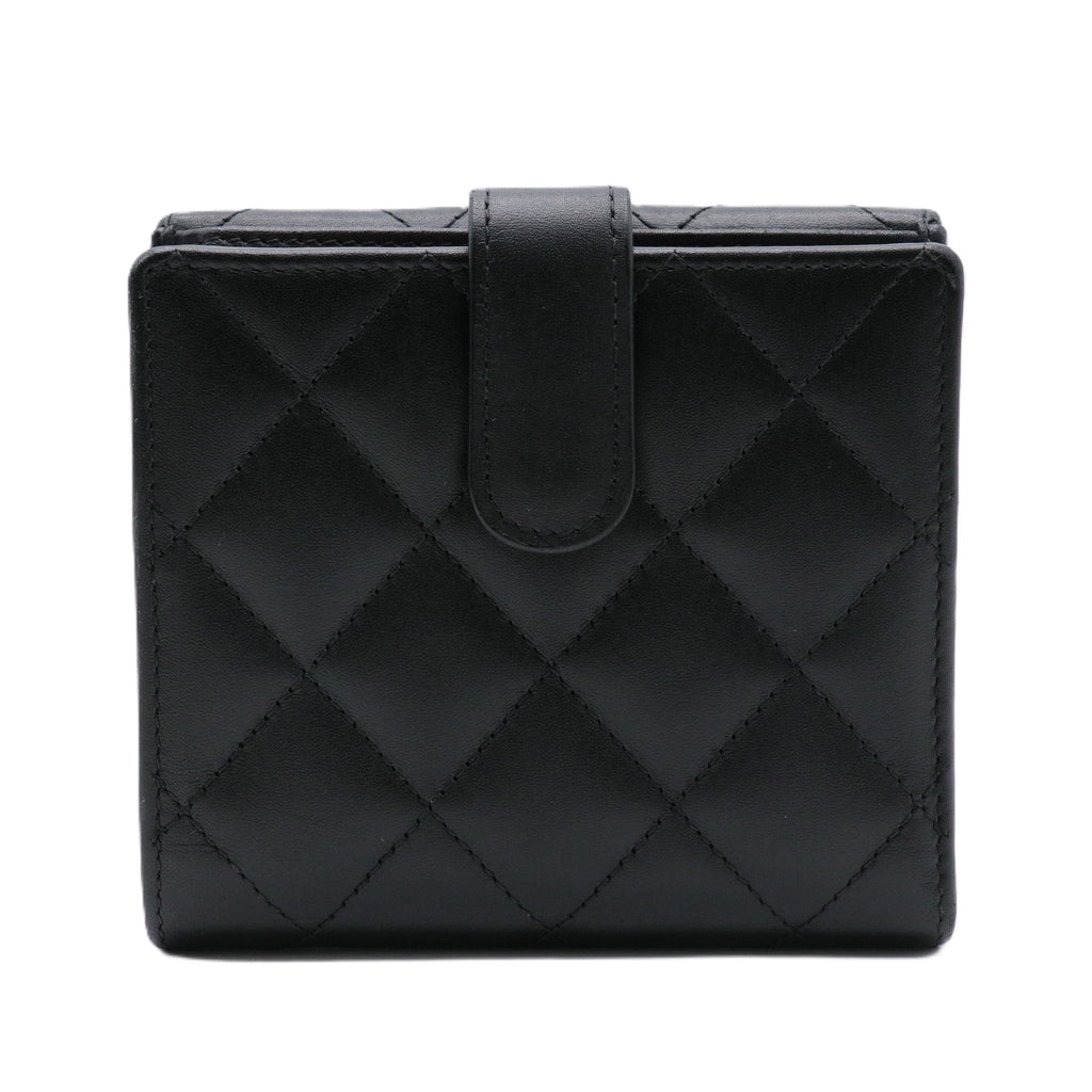 Calfskin Quilted Cambon Flap Wallet Black