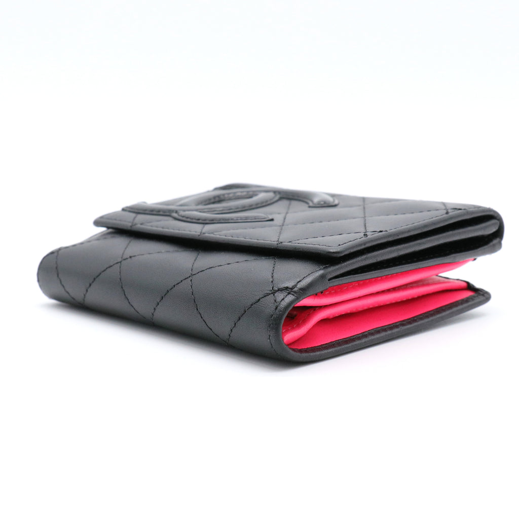 Calfskin Quilted Cambon Flap Wallet Black