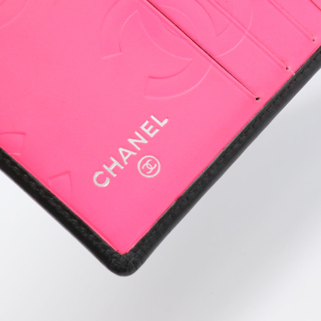 Calfskin Quilted Cambon Flap Wallet Black