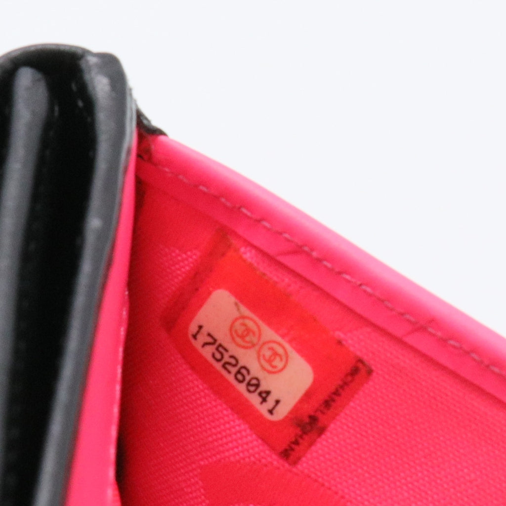 Calfskin Quilted Cambon Flap Wallet Black