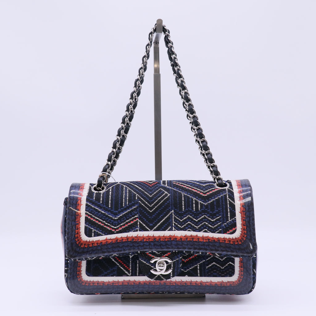 Chanel Airlines Tweed & Silicone Double Flap Bag twins LDJ4644