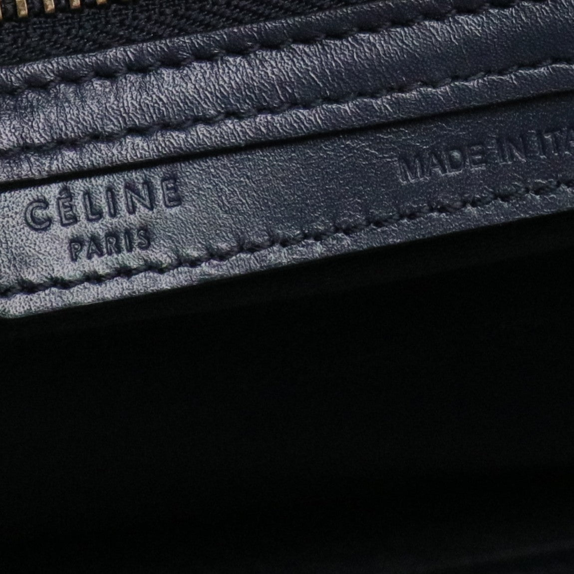 Navy Blue/Beige/White Leather Nano Luggage Tote Bag