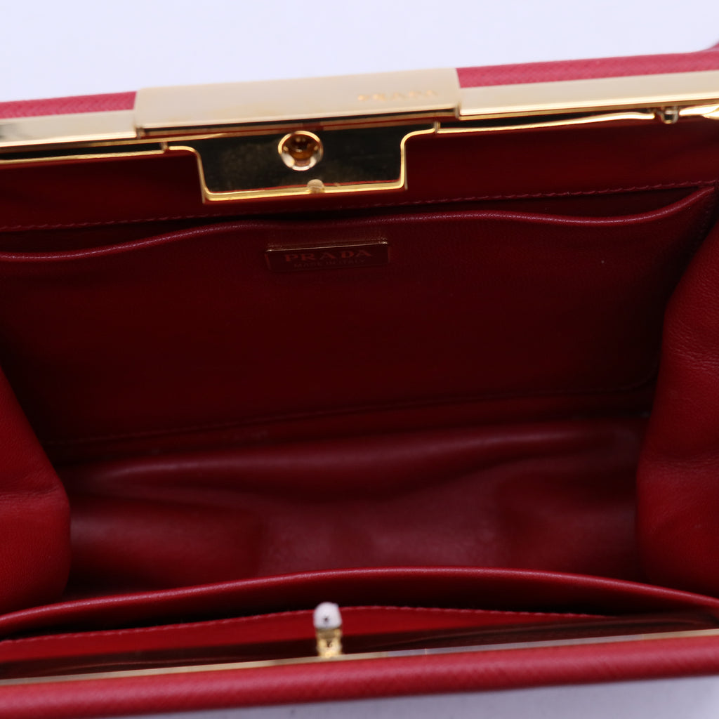 Light Frame Shoulder Bag Saffiano Leather Small B21475