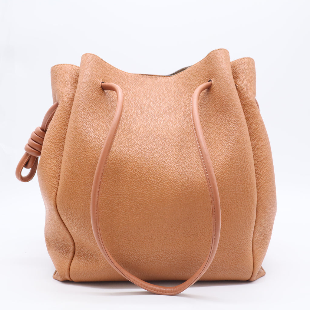 Calfskin Medium Flamenco Knot Bag Tan Light Caramel twins
