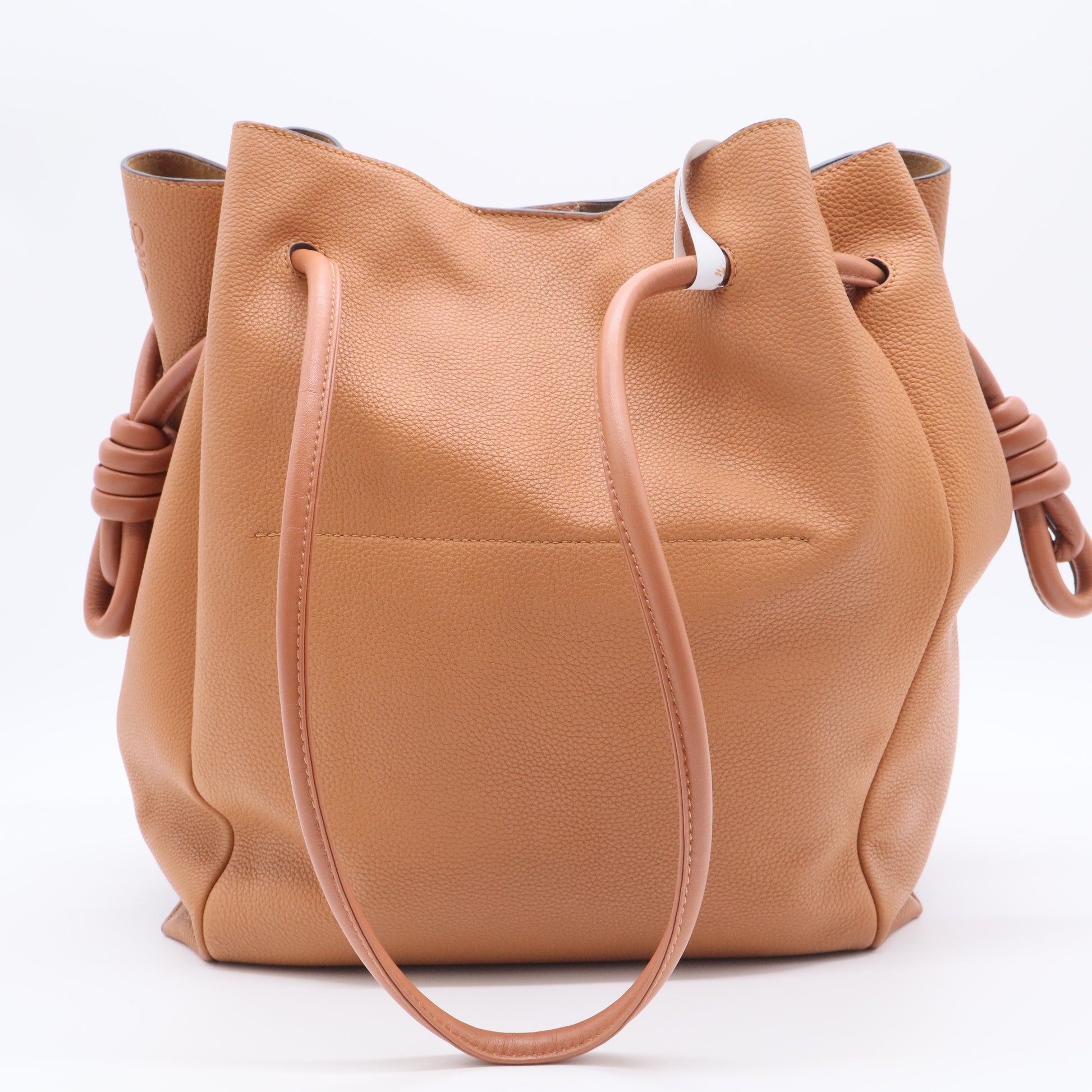 Calfskin Medium Flamenco Knot Bag Tan Light Caramel twins