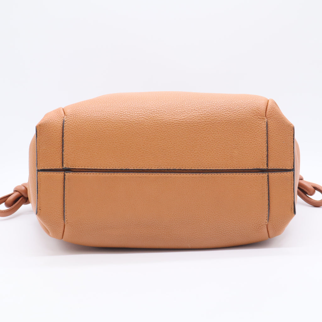 Calfskin Medium Flamenco Knot Bag Tan Light Caramel twins