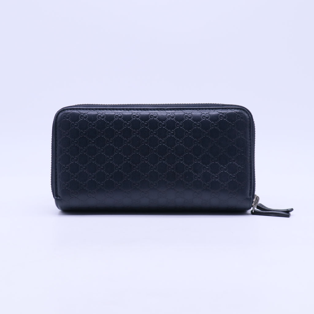 Gucci Microguccissima Leather Zip Around Long Wallet Black W20966