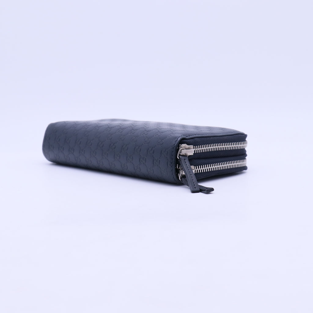 Gucci Microguccissima Leather Zip Around Long Wallet Black W20966