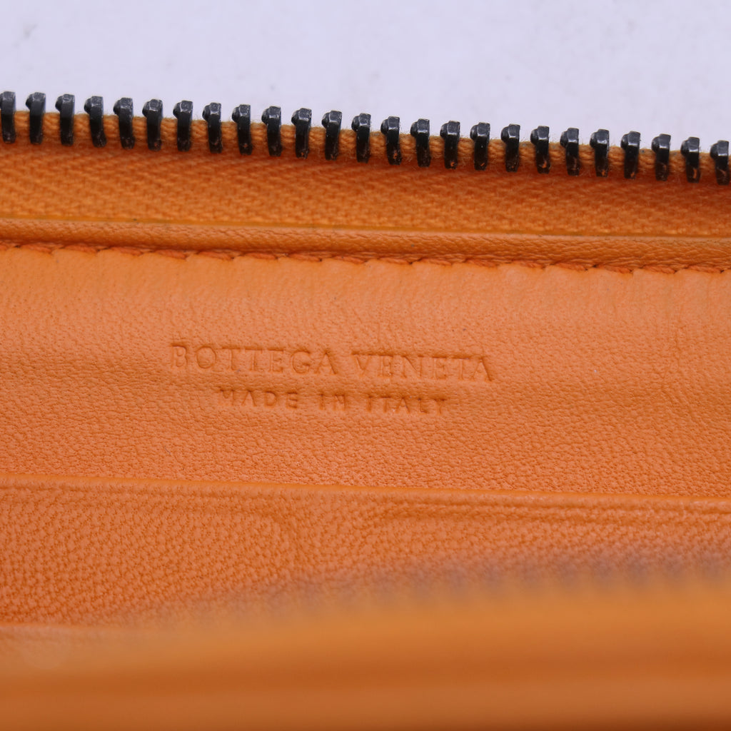 Bottega Veneta Nappa Intrecciato Zip Around Wallet Orange W20695