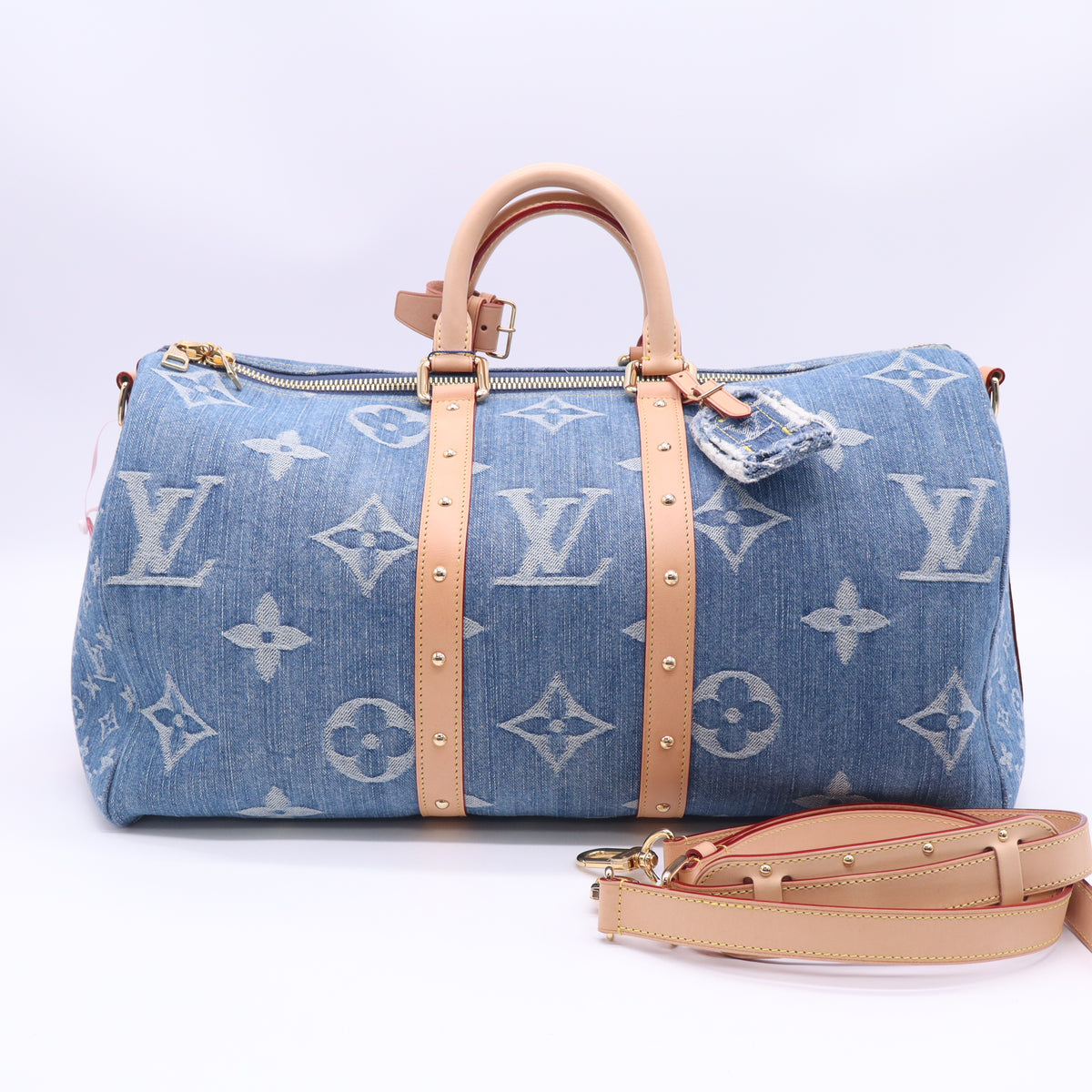 Louis Vuitton LV Remix Keepall Bandouliere 45 Monogram Denim Blue twins LDJ6488