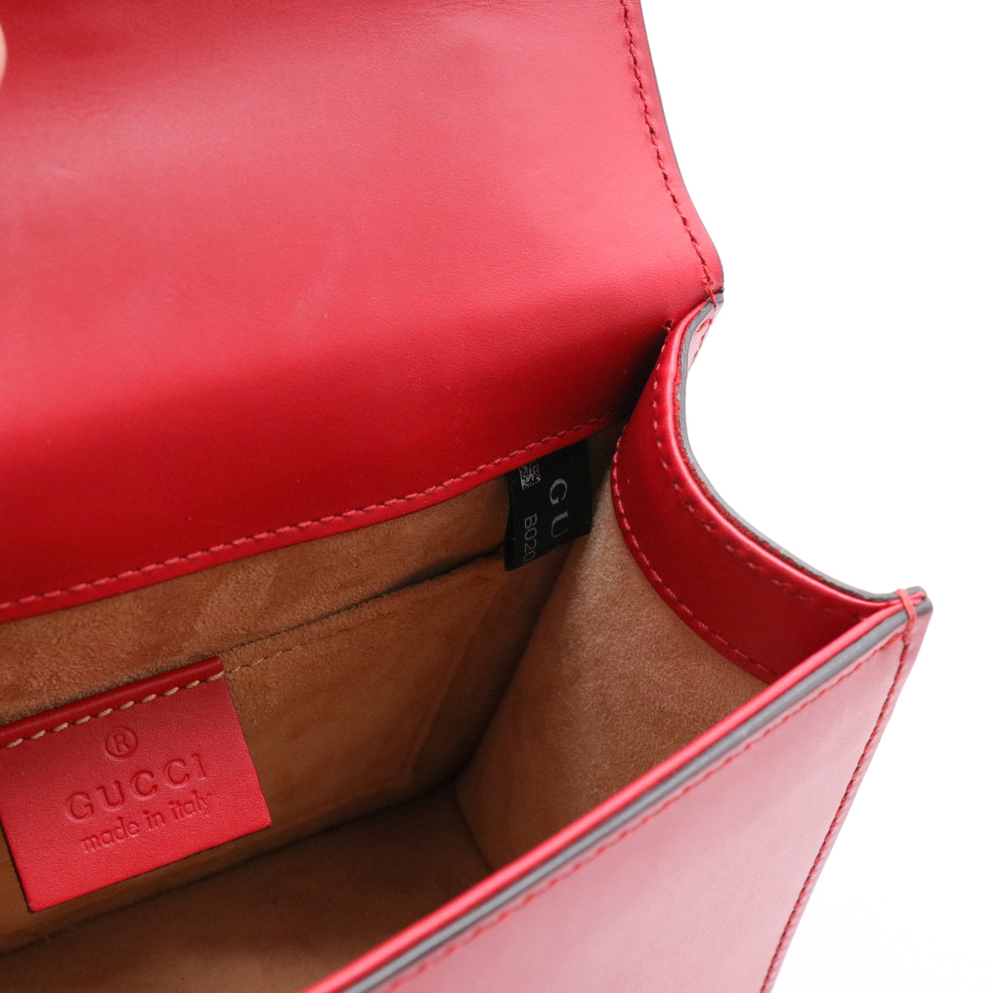 Red Leather Vintage Web Mini Sylvie Chain Shoulder Bag